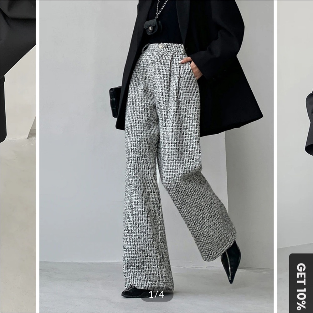 Tweed wide leg trousers